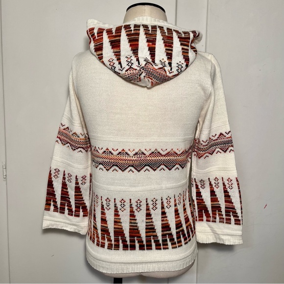 Vintage 70s Miss Scotch English Acrylic Hooded Tunic Knit Sweater Bell Sleeve - Picture 5 of 7